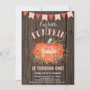 Rustic Girl Citrouille Anniversaire Invitation ros