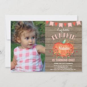 Rustic Girl Citrouille Anniversaire Invitation ros