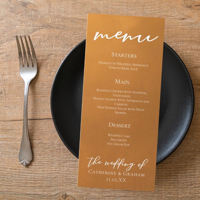 Rustic Gold Earth Tone Mariage de automne Menu Dîn (Créateur téléchargé)