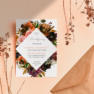 Rustic Gold Fall Floral Friendsgiving Invitation
