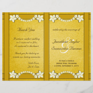 Rustic Gold Floral Wedding Programme Modèle