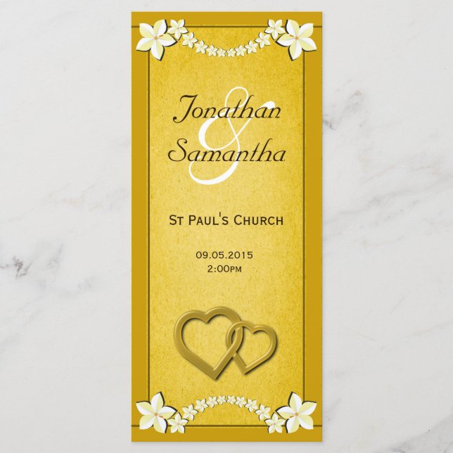 Rustic Gold Floral Wedding Programme Modèles (Devant)