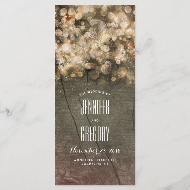 Rustic Gold String Éclairage Programmes de mariage (Devant)