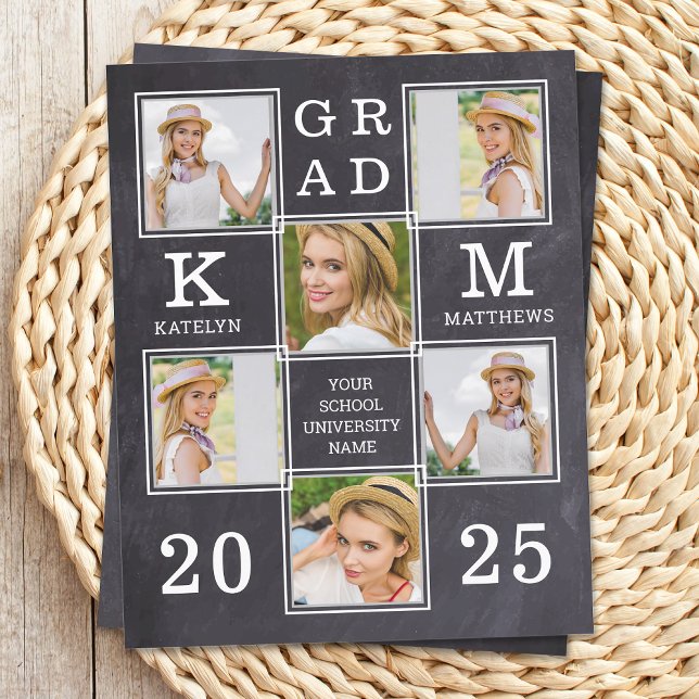 Rustic Graduation 6 Photo Budget Invitation (Créateur téléchargé)