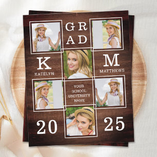 Rustic Graduation 6 Photo Collage Budget Invitatio