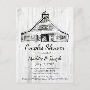 Rustic Grange Photo Couples Douche Invitation
