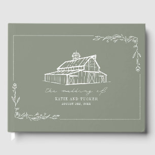 Rustic Grange Sage Green Farm Mariage Livre d'or