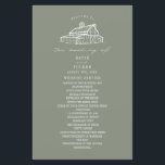 Rustic Grange Sage Green Farm Wedding Programme<br><div class="desc">Illustration de l'étable avec arrière - plan couleur vert sauge et texte blanc.</div>