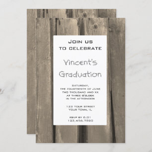 Rustic Grange Wood Graduation Party Invitation