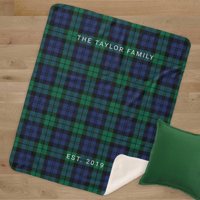 Rustic Green Blue Black Watch Plaid Nom de famille (Créateur téléchargé)