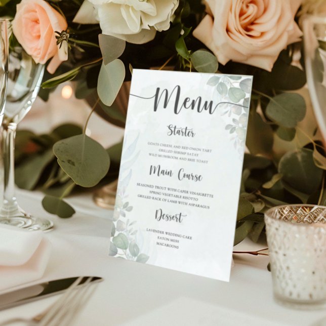 Rustic Green Eucalyptus Wedding Menu (Créateur téléchargé)