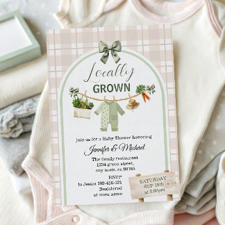 Rustic Green Locally Grown Baby Shower Invitation 