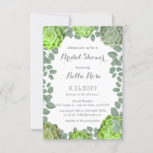 Rustic Green Succulents Invitations de douche nupt
