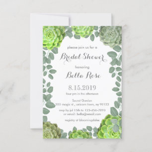 Rustic Green Succulents Invitations de douche nupt