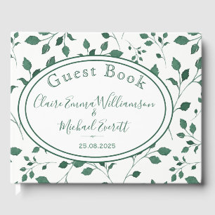 Rustic Green Watercolor Feuille Mariage Livre d'or