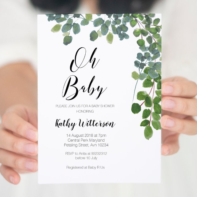 Rustic Greenery oh invitation baby shower bébé (Créateur téléchargé)