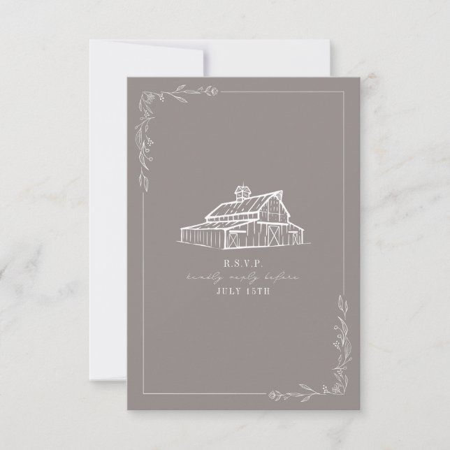Rustic Gris de mariage Amethyst Gris RSVP (Devant)