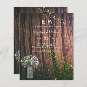 Rustic Gypsophila éclaire Mason Jars Invitation BU