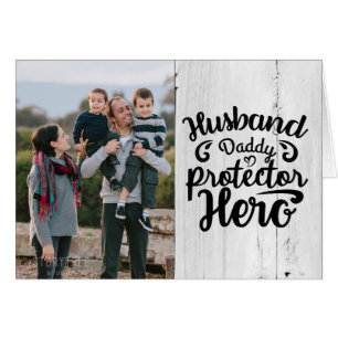 Rustic Happy Fête des pères Famille Photo Grey
