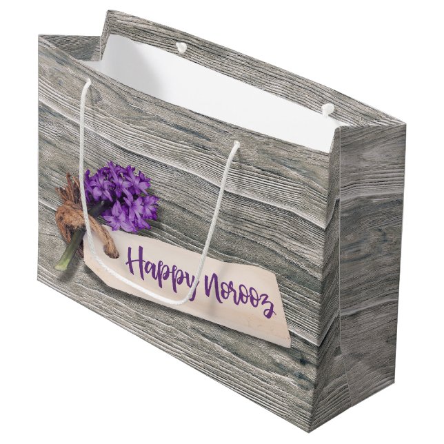 Rustic Happy Norooz Hyacinth - Grand sac cadeau (Devant Angle)