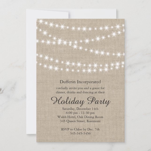 Rustic Holiday Twinkle Lights Invitation (corp) (Devant)