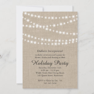Rustic Holiday Twinkle Lights Invitation (corp)