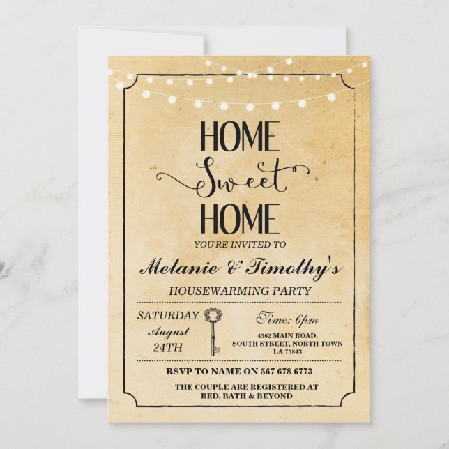 Rustic Home Sweet Home Invitation au réchauffement (Devant)