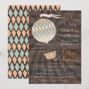 Rustic Hot-air Baby shower Invitation