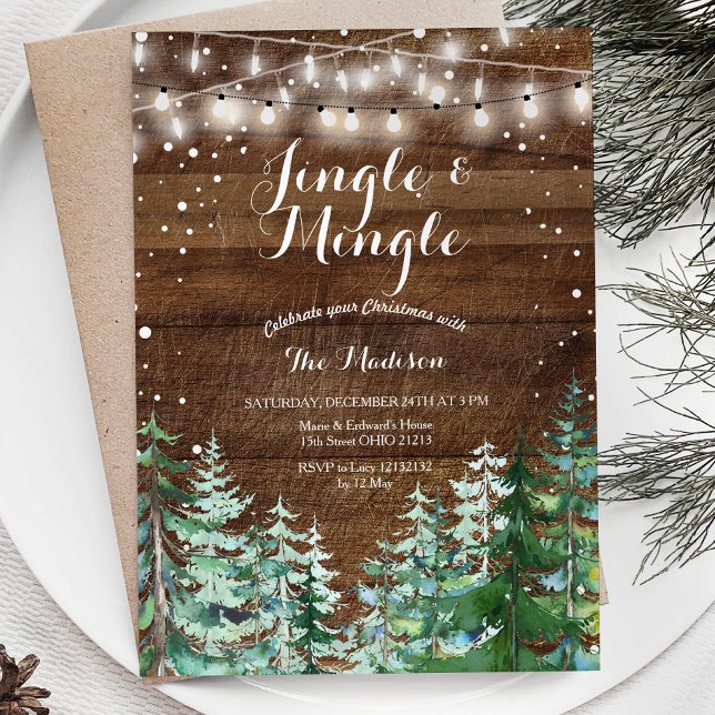 Rustic Jingle & Mingle Christmas Party Invitation (Créateur téléchargé)