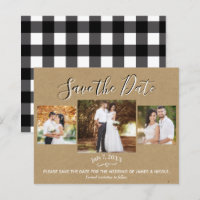 Rustic Kraft Buffalo Plaid Photo Enregistrer la da