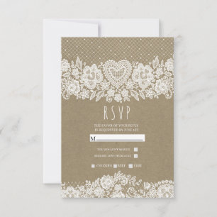 Rustic Kraft & Lace Farmhouse Grange Mariage RSVP