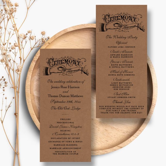 Rustic Kraft Mariage Ceremony Modèles du programme (Créateur téléchargé)