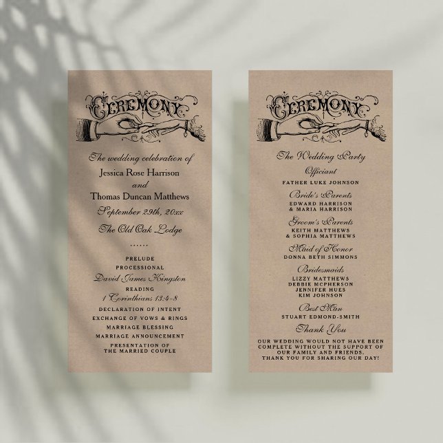 Rustic Kraft Mariage Ceremony Modèles du programme (Créateur téléchargé)