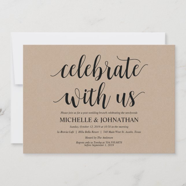 Rustic Kraft Post Mariage Brunch Invitation Card (Devant)