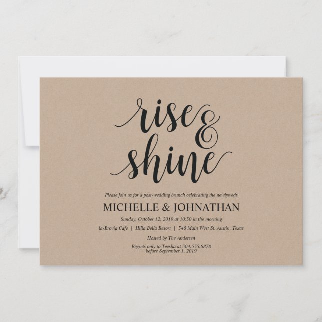 Rustic Kraft Post Mariage Brunch Invitation Card (Devant)
