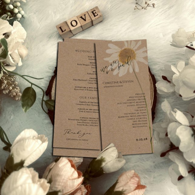 Rustic Kraft Programme de mariage floral séché (Créateur téléchargé)