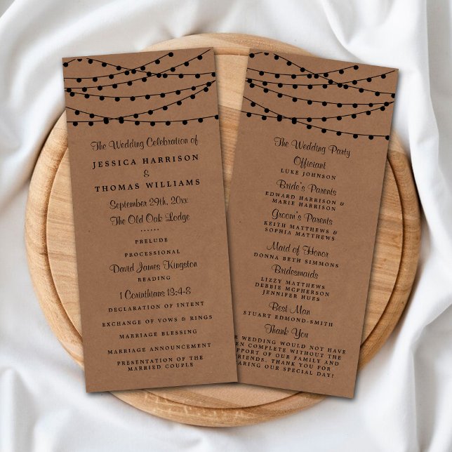 Rustic Kraft String programme de mariage (Créateur téléchargé)