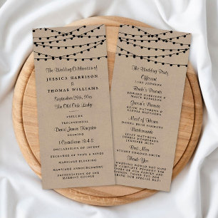 Rustic Kraft String programme de mariage