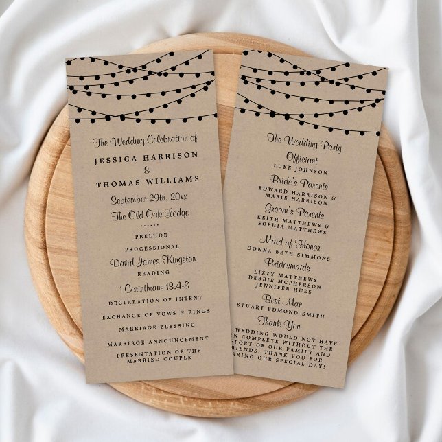 Rustic Kraft String programme de mariage (Créateur téléchargé)