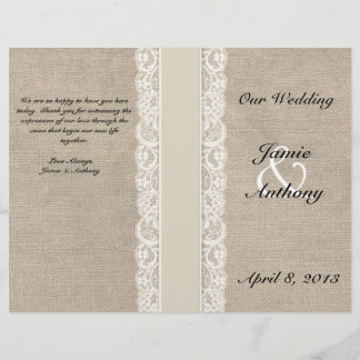 Rustic Lace & Burlap Ivory Ribbon Wedding Programm