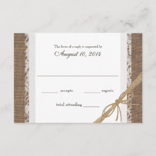 Rustic Lace et Burlap Wedding RSVP