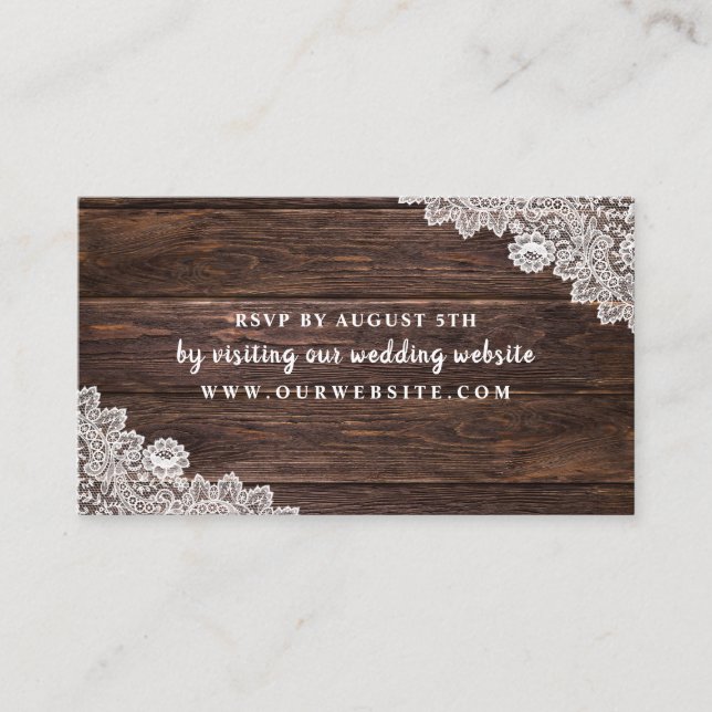 Rustic Lace et Wood carte du site rsvp (Devant)