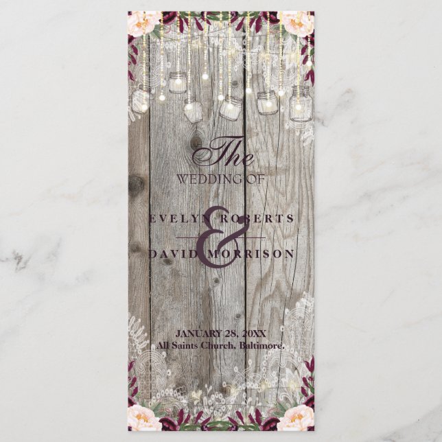 Rustic Lace Jar Bois Chaîne Lumières Programme de  (Devant)