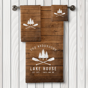 Rustic Lake House Bateau Arbres Bois Imprimer