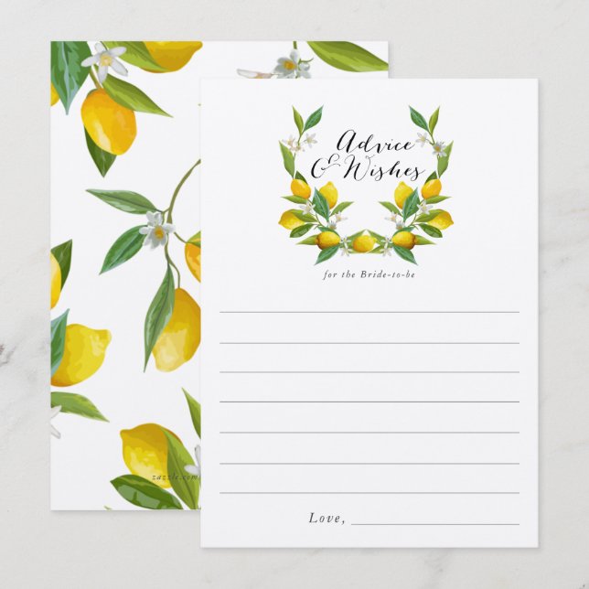 Rustic Lemon Fête des mariées conseils et cartes d (Devant / Derrière)