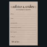 Rustic LGBTQ Mariage Conseils et souhaits<br><div class="desc">Ces feuilles de papier kraft simple, rustique, minimaliste, écriture manuscrite LGBTQ Conseils & Voeux sont parfaits pour avoir à votre douche nuptiale, dîner de répétition ou mariage pour les invités à remplir pour le couple heureux. Les gens vont adorer avoir les invites - ils rendent si facile de laisser des...</div>