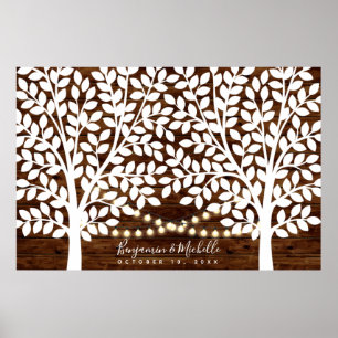 Rustic Lights Guest Book Poster - 250 Signatures