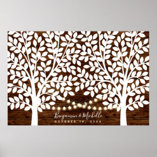 Rustic Lights Guest Book Poster - 250 Signatures