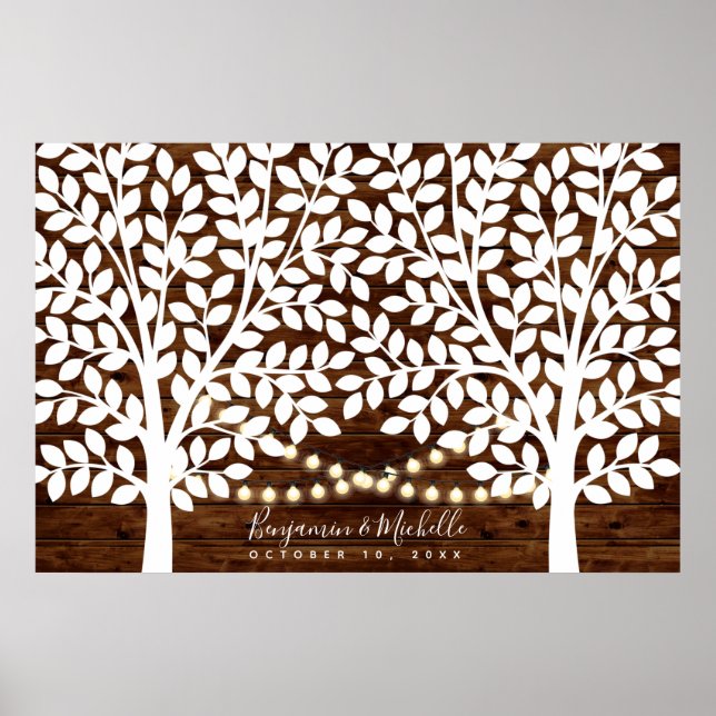 Rustic Lights Guest Book Poster - 250 Signatures (Devant)