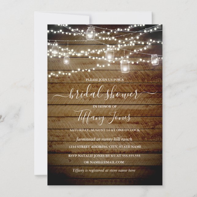 Rustic Lights Jardin de douche nuptiale Invitation (Devant)